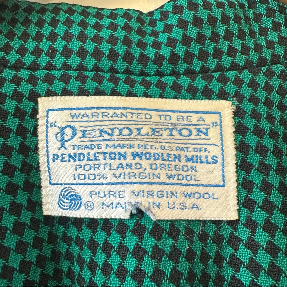 Pendleton 100% Virgin Wool Kelly Green Houndstooth Blazer 20W - Picture 4 of 8